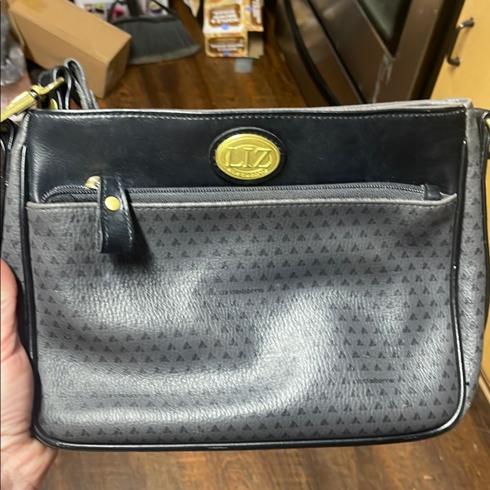 Vintage Liz Claiborne Black and Gray Crossbody Bag